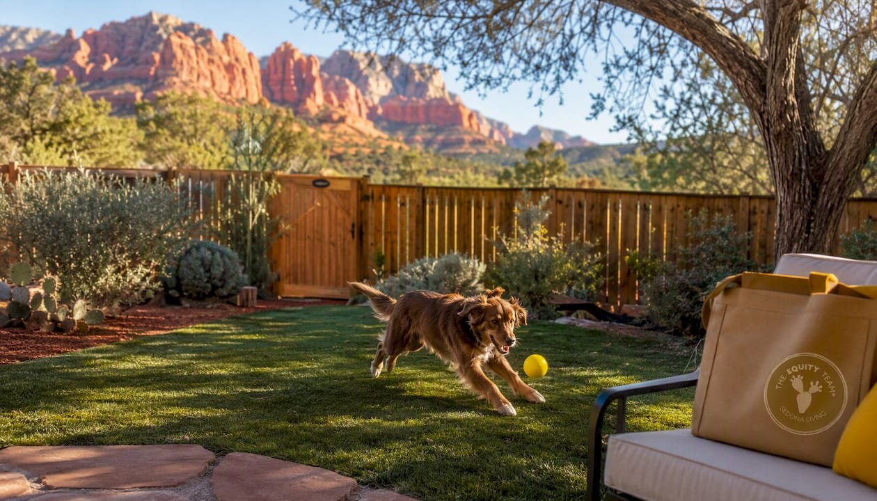 Fenced Sedona yard ideal for pets playing