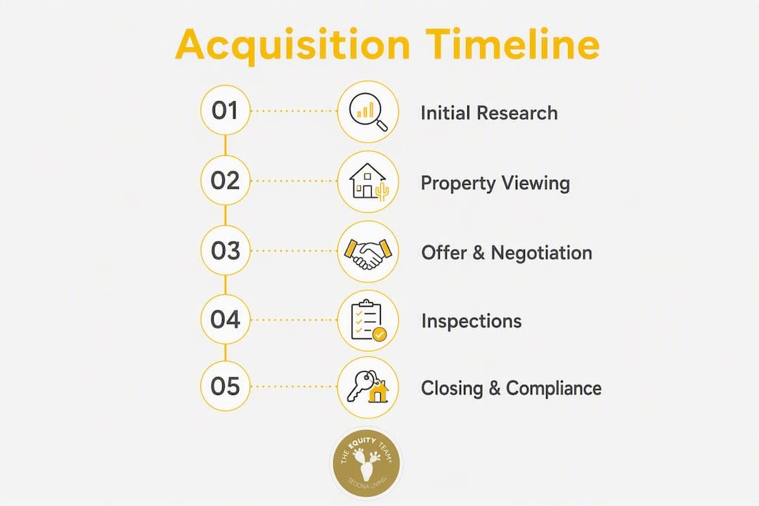 Infographic illustrating Sedona STR acquisition timeline