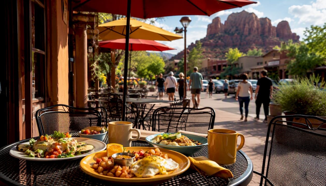 Casual street-side patio brunch in Sedona