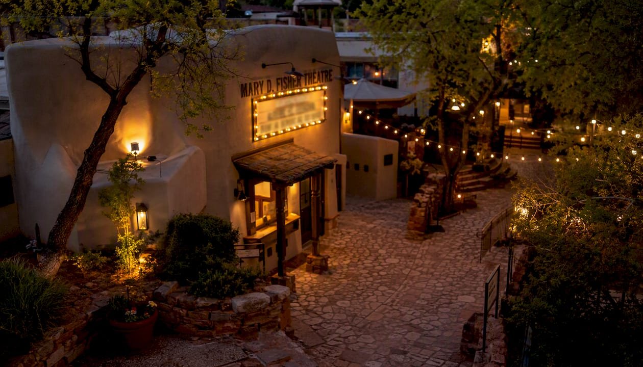 Mary D. Fisher Theatre exterior evening
