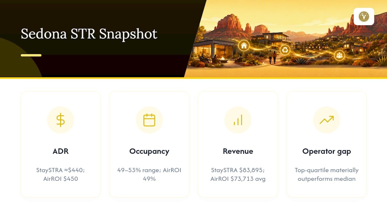 Diagram of Sedona STR market 2026 key statistics