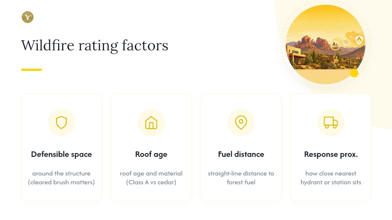 Factors impacting wildfire insurance risk score
