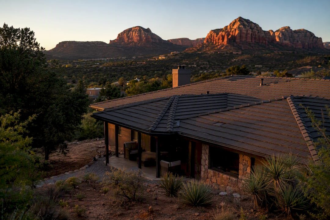 Wildfire resistant roof and landscape in Sedona