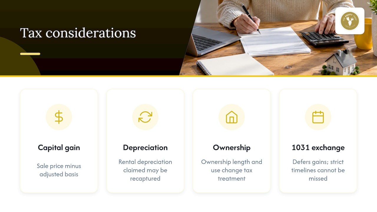 Four tax factors affecting a rental sale