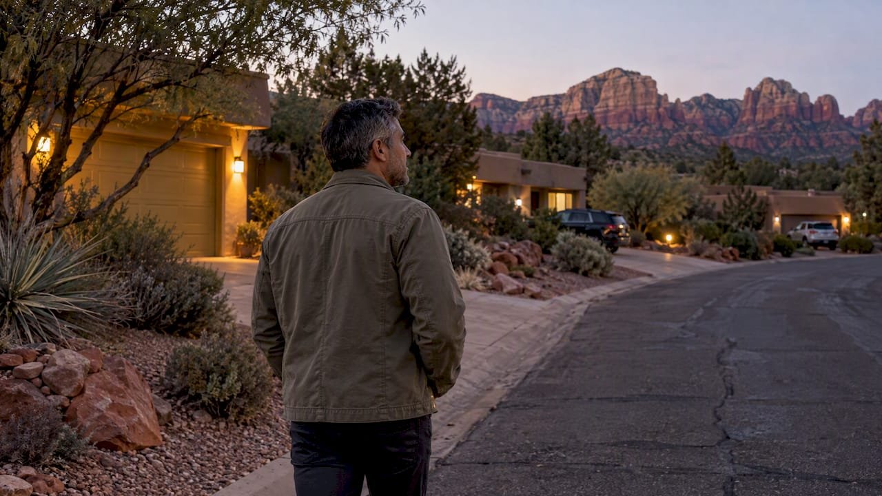 Buyer listens along a Sedona neighborhood street