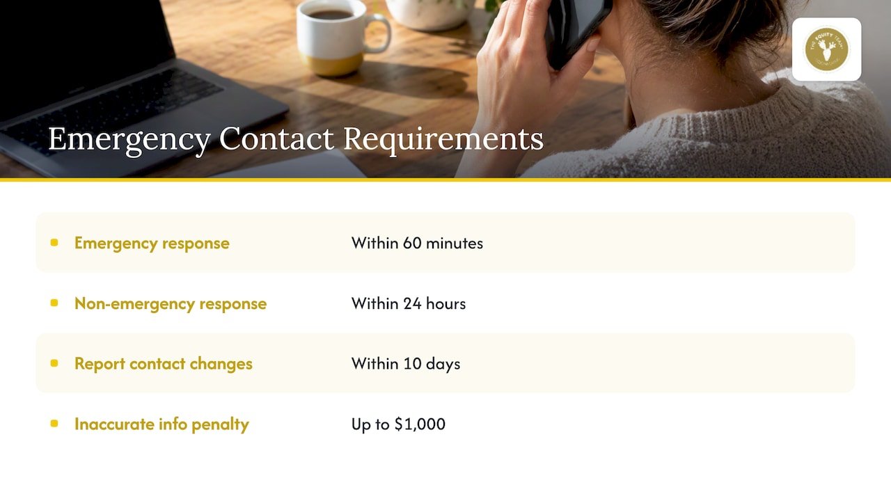 Sedona emergency contact deadlines and penalty