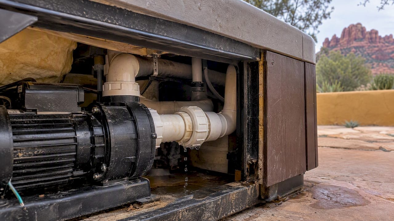 Leaking hot tub pump and plumbing